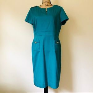 Tahari Career Dress in Teal